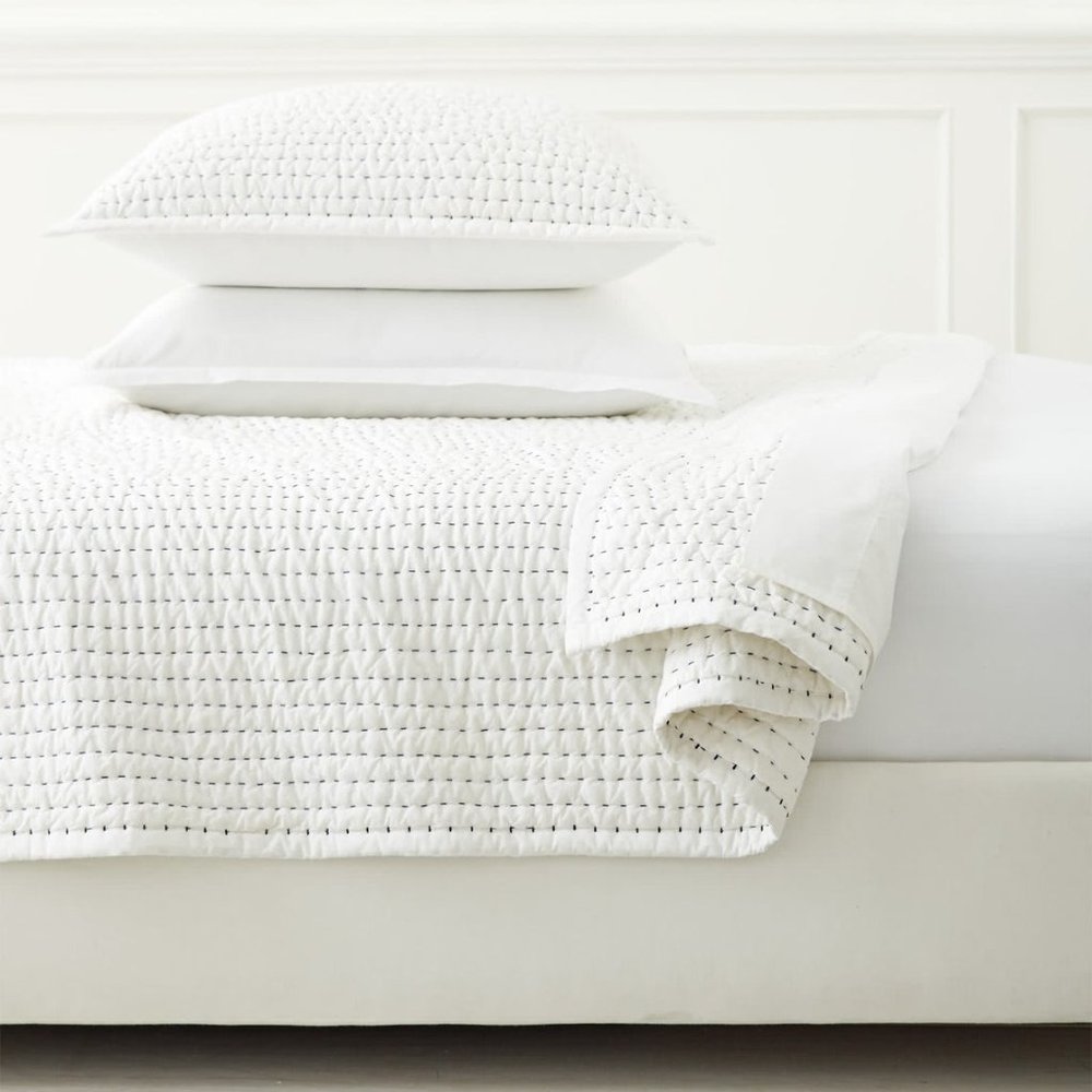 plain white kantha Bed Covers
